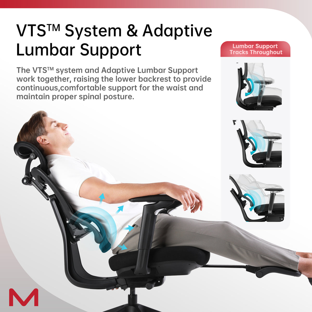 S3P-ST Ergonomic Office Chair with VTS Back Sliding Technology 136°-150° Recline, 3D Adjustable Headrest, Retractable Footrest, Max Load 135 kg, 5D Armrests