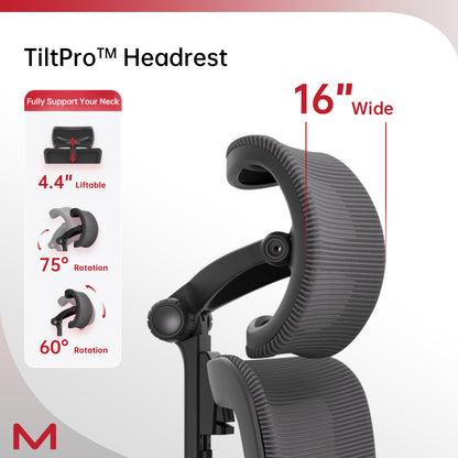 S3P-S Ergonomic Office Chair with High-Density Foam Seat & VTS Sliding Backrest - High Back Desk Chair with 150° Recline, 3D Cantilever Headrest, Adaptive Lumbar Support for Home Office
