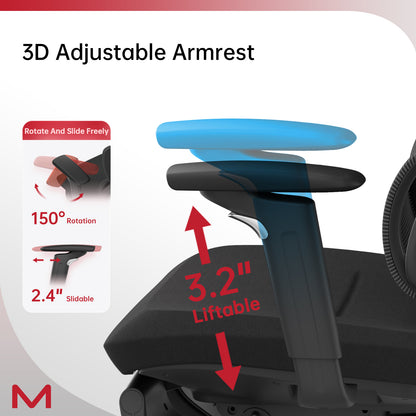 S3P-ST Ergonomic Office Chair with VTS Back Sliding Technology 136°-150° Recline, 3D Adjustable Headrest, Retractable Footrest, Max Load 135 kg, 5D Armrests