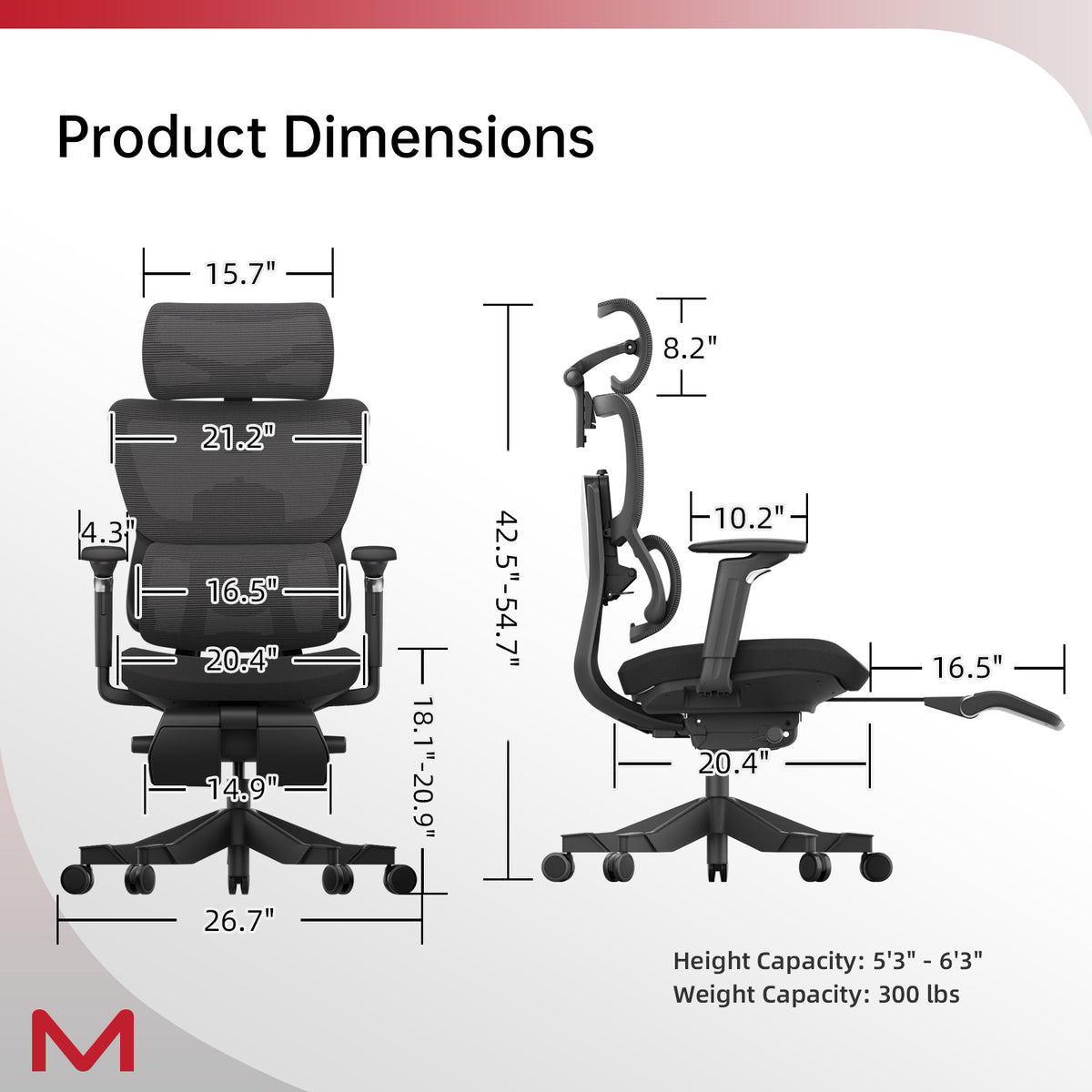 S3P-ST Ergonomic Office Chair with VTS Back Sliding Technology 136°-150° Recline, 3D Adjustable Headrest, Retractable Footrest, Max Load 135 kg, 5D Armrests