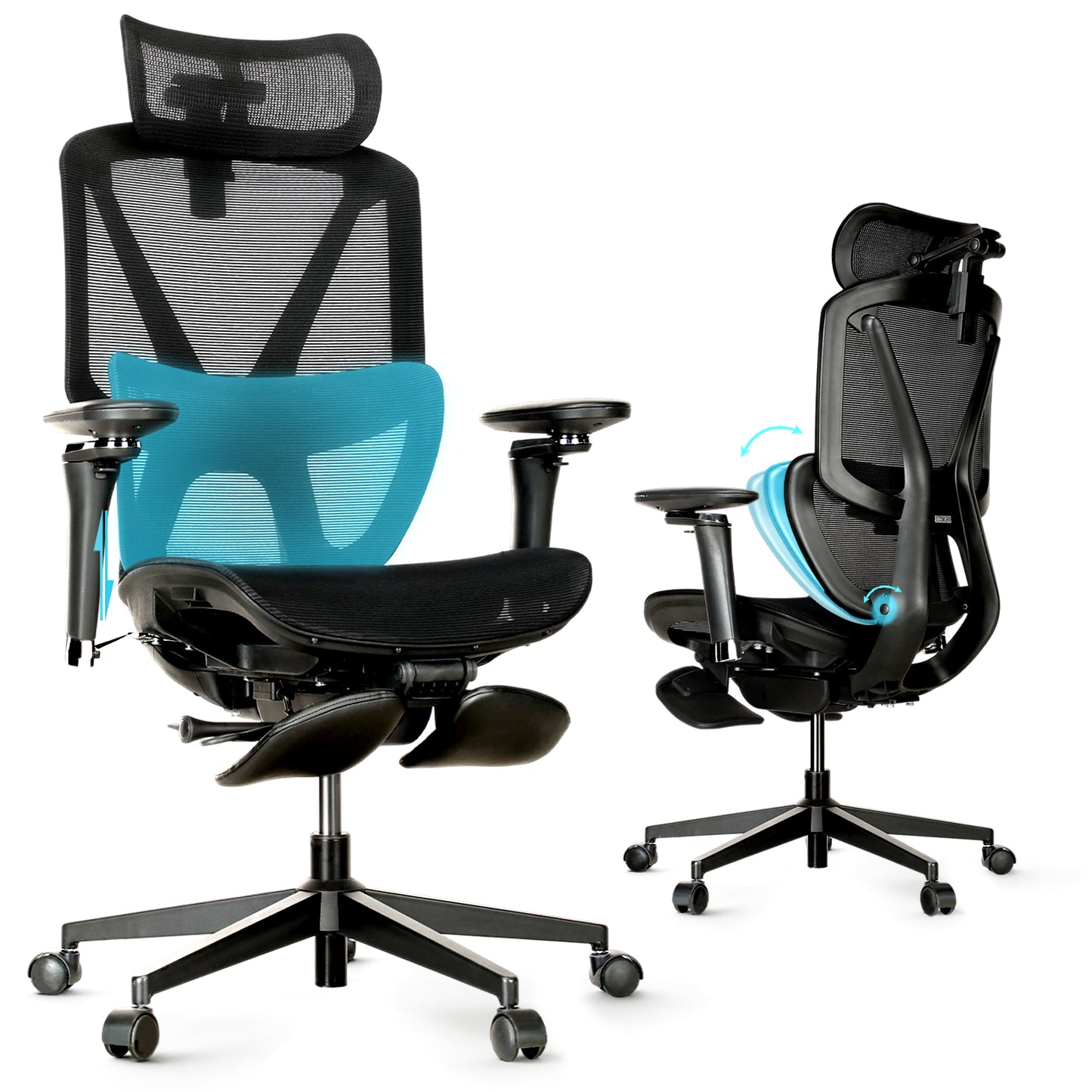 M2 Ergonomic Office Chair with Footrest,Office Chair with 136° Recline, Office Desk Chair with Adjustable Lumbar Support, Computer Chair with Breathable Mesh Seat
